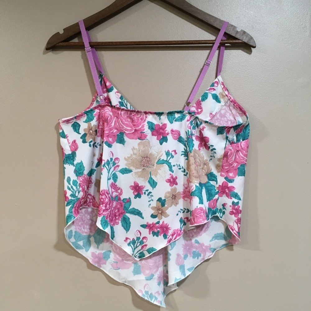Free People Intimately Floral Handkerchief Cami Tank Top Womens XS Pink Cottage - Picture 7 of 11
